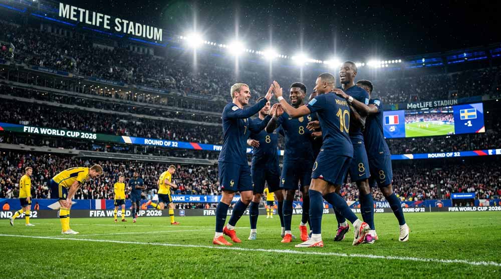 ฝรั่งเศสถล่มสวีเดน นักเตะตราไก่ชุดน้ำเงินฉลองประตูรอบ 32 ทีมบอลโลก 2026
