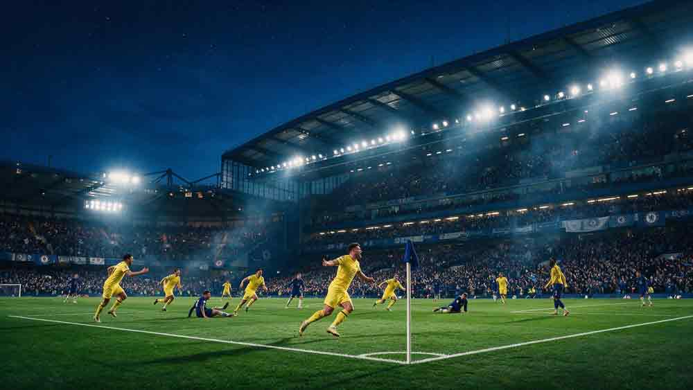 ภาพประกอบอธิบายกฎประตูทีมเยือน คือ อะไร แสดงนักเตะฉลองประตูสำคัญในเกมเยือนบอลถ้วยยุโรป