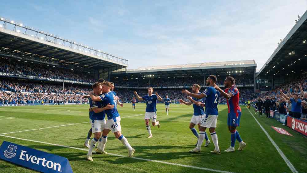 เอฟเวอร์ตัน ชนะ คริสตัล พาเลซ 2-0 นักเตะฉลองประตูที่สนามฮิลล์ ดิกคินสัน