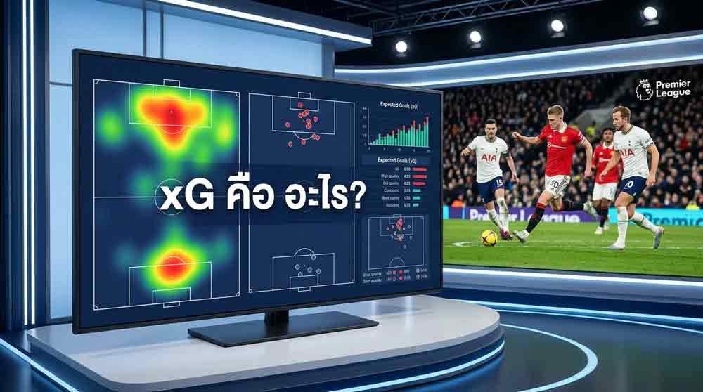 กราฟิกค่า xG บนหน้าจอวิเคราะห์เกม อธิบายว่า xG คือ อะไรในฟุตบอล