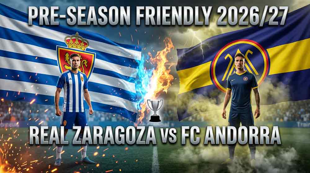 แบนเนอร์ เรอัล ซาราโกซ่า พบ เอฟซี อันดอร์รา นัดอุ่นเครื่องพรีซีซั่น 2026