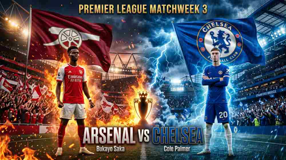 ภาพแบนเนอร์เกมอาร์เซนอลพบเชลซีในพรีเมียร์ลีก