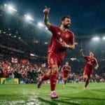 แมนยู ชนะ อิปสวิช 5-2 บรูโน่ แฟร์นันด์รสฉลองประตูที่สนามโอลด์ แทรฟฟอร์ด