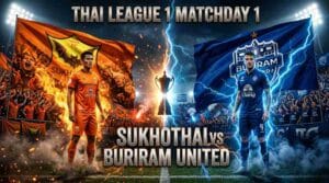 ภาพแบนเนอร์เกมสุโขทัยพบบุรีรัมย์ ยูไนเต็ด ในไทยลีก 1