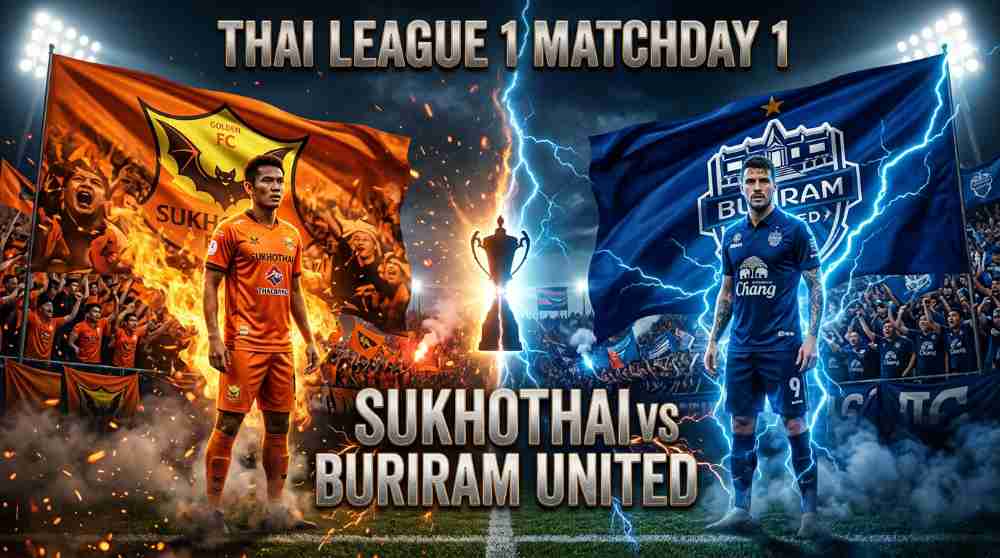 ภาพแบนเนอร์เกมสุโขทัยพบบุรีรัมย์ ยูไนเต็ด ในไทยลีก 1