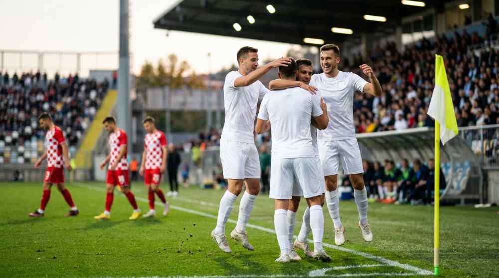 ผลบอล โครเอเชีย 0-7 อังกฤษ นักเตะทีมชาติอังกฤษชุดขาวฉลองประตูในเกมเนชั่นส์ ลีก